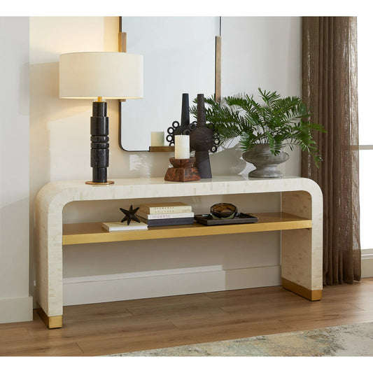 Cascada Console Table by Cyan Design in natural bone, brass. Made from natural bone, mdf, brass in a unique style.