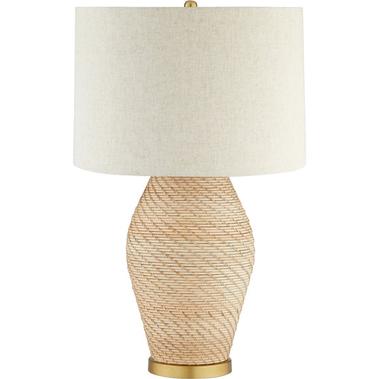Rotin Table Lamp by Cyan Design. Made from rattan, mild steel, linen in a unique style.