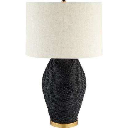 Rotin Table Lamp by Cyan Design. Made from rattan, mild steel, linen in a rustic style.