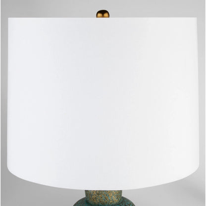 Hepworth Table Lamp by Cyan Design in verde green patina, antique brass, black. Made from mild steel, marble, linen in a modern style.