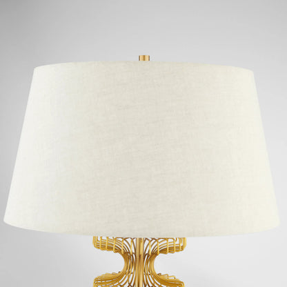 Eero Table Lamp by Cyan Design in antique brass, beige. Made from stainless steel, iron, linen in a modern style.