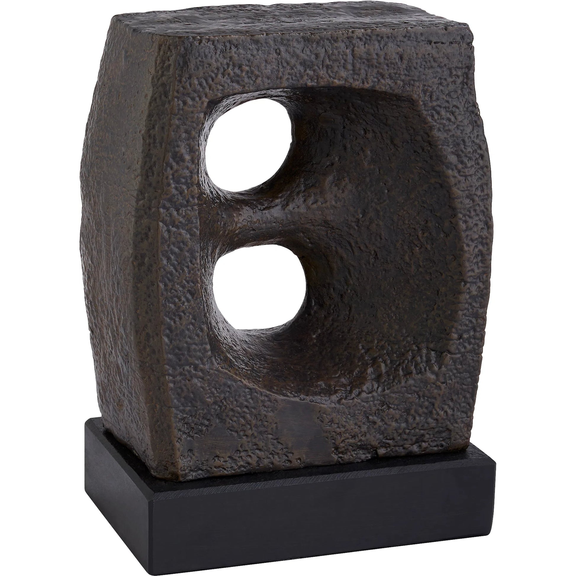 Brut Sculpture by Cyan Design in antique bronze, black. Made from cast iron, torched marble in a modern style.