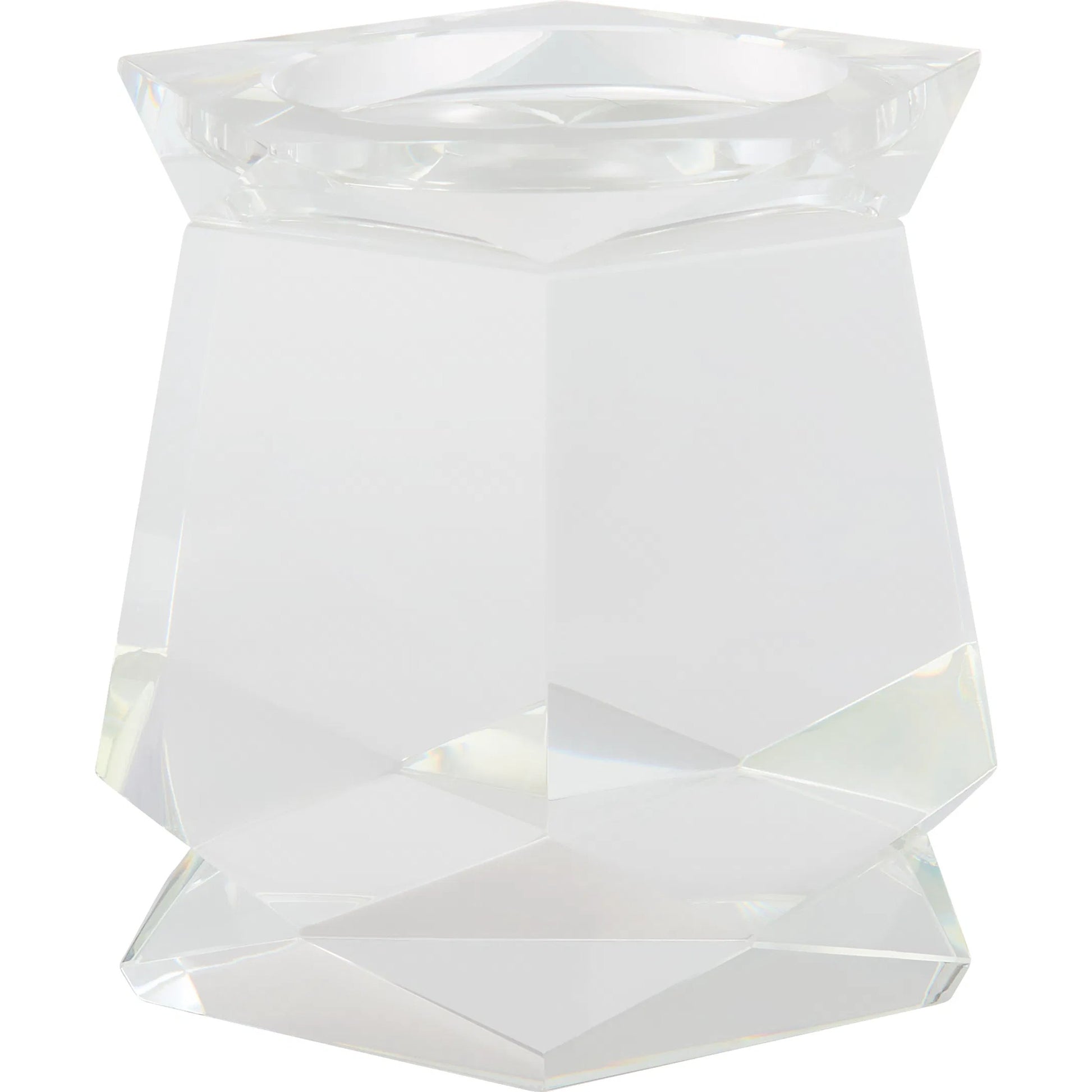 Faceted Pillar Candleholder by Cyan Design in clear. Made from crystal in a modern style.