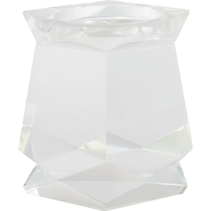 Faceted Pillar Candleholder by Cyan Design in clear. Made from crystal in a modern style.