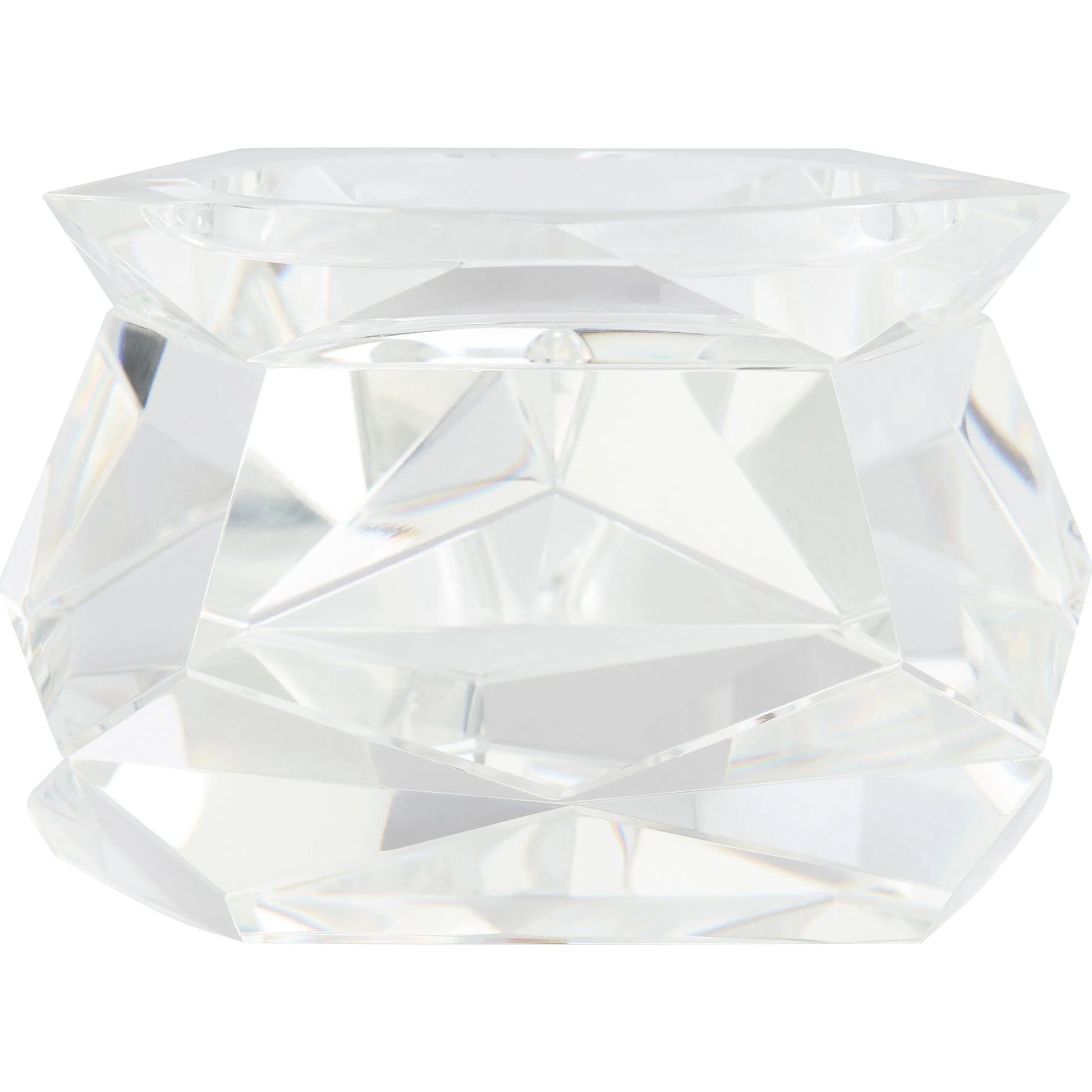 Faceted Pillar Candleholder by Cyan Design in clear. Made from crystal in a modern style.