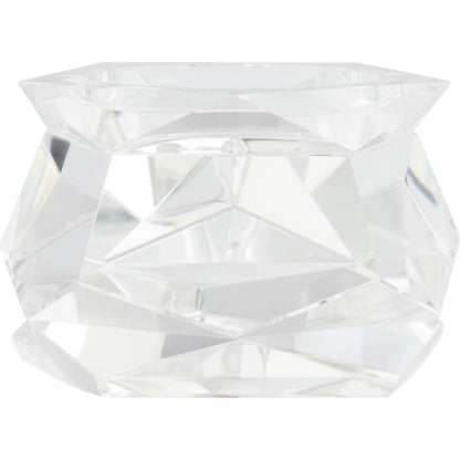Faceted Pillar Candleholder by Cyan Design in clear. Made from crystal in a modern style.