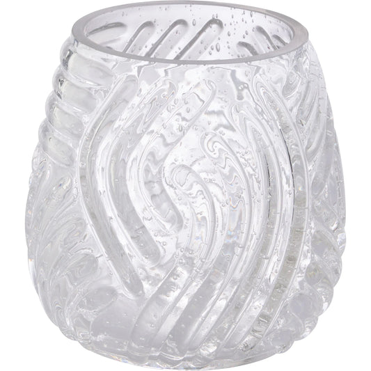 Hachure Vase by Cyan Design in clear. Made from seeded glass in a unique style.