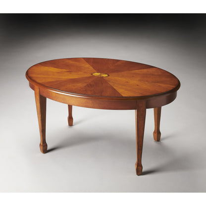Clayton Cherry Cocktail Table by Butler Specialty Company. Made from poplar solids, mdf, cherry, maple, walnut veneers in a traditional style.