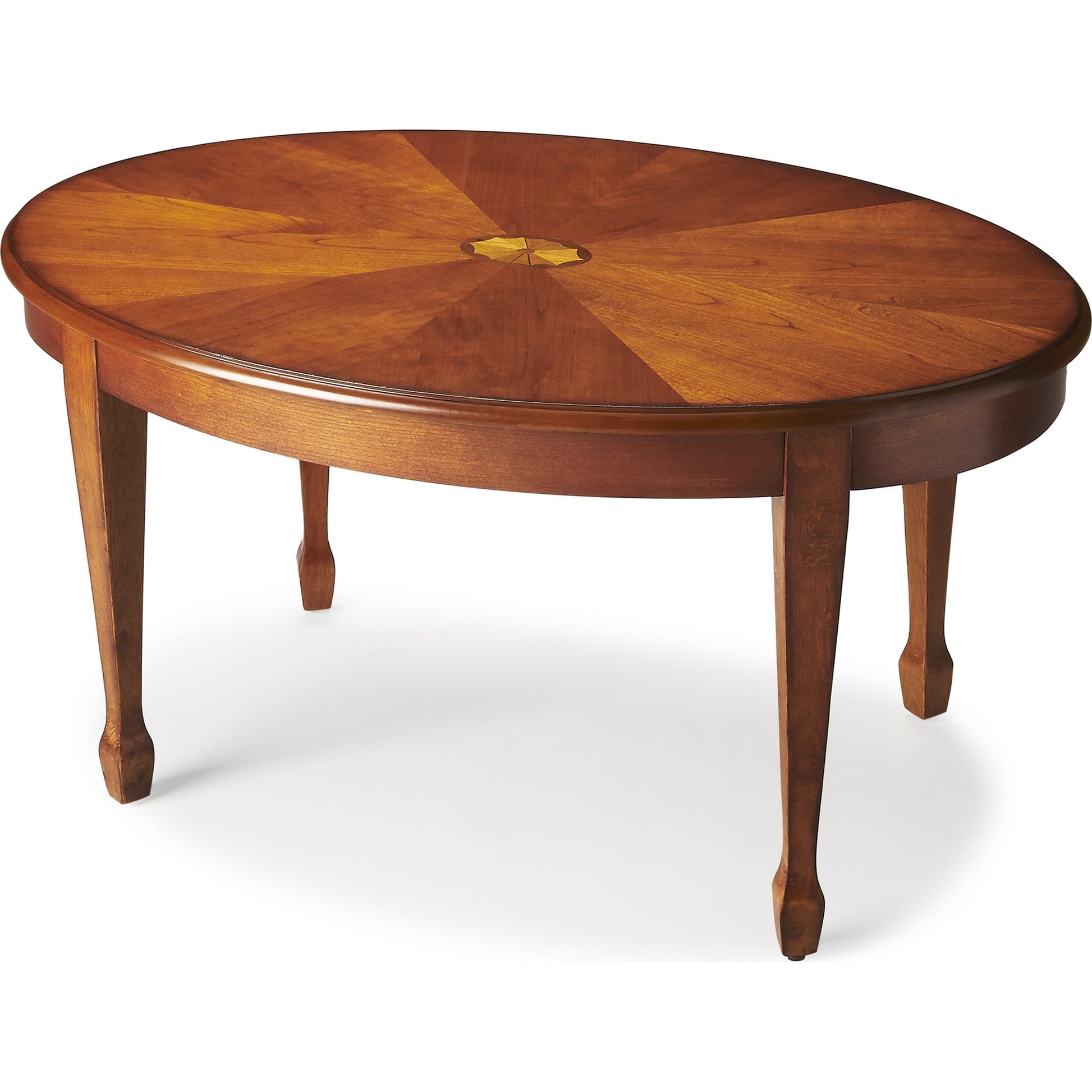 Clayton Cherry Cocktail Table by Butler Specialty Company. Made from poplar solids, mdf, cherry, maple, walnut veneers in a traditional style.