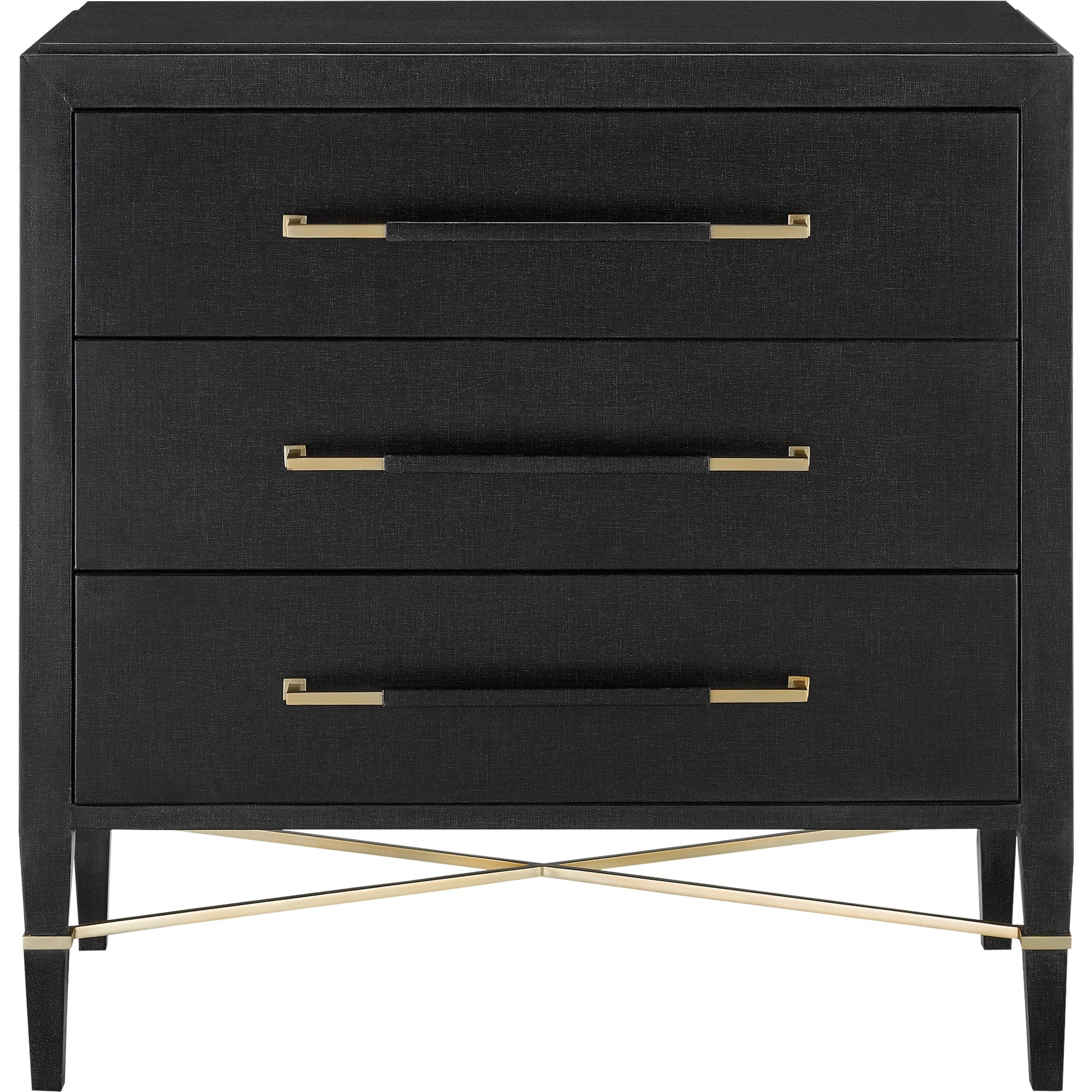 Verona Chest by Currey and Company in black, champagne. Made from solid wood, engineered hardwood in a modern style.