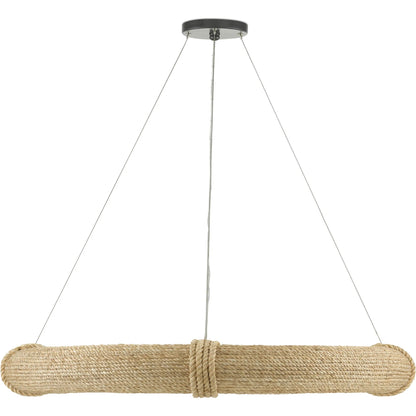 Portmeirion Chandelier by Currey and Company in satin black, abaca rope. Made from wrought iron, abaca rope in a coastal style.