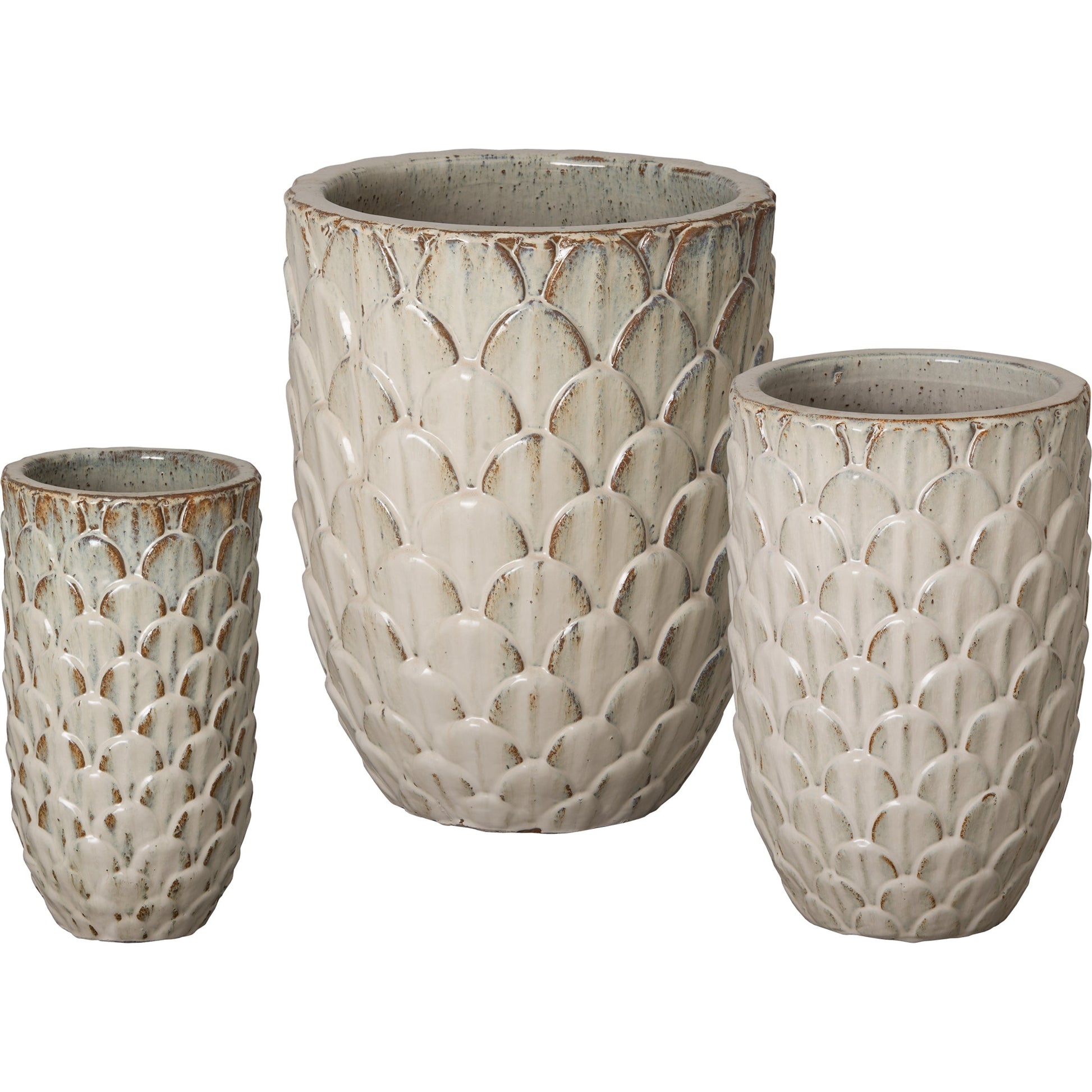 Pinecone Planters (Set of 3) by Emissary in antique white. Made from unique in a cottage & farmhouse style.