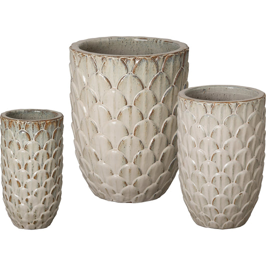 Pinecone Planters (Set of 3) by Emissary in antique white. Made from unique in a cottage & farmhouse style.