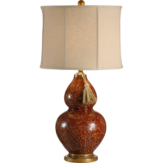 Red Gourd Lamp by Wildwood in red, tan. Made from ceramic, porcelain in a traditional style.