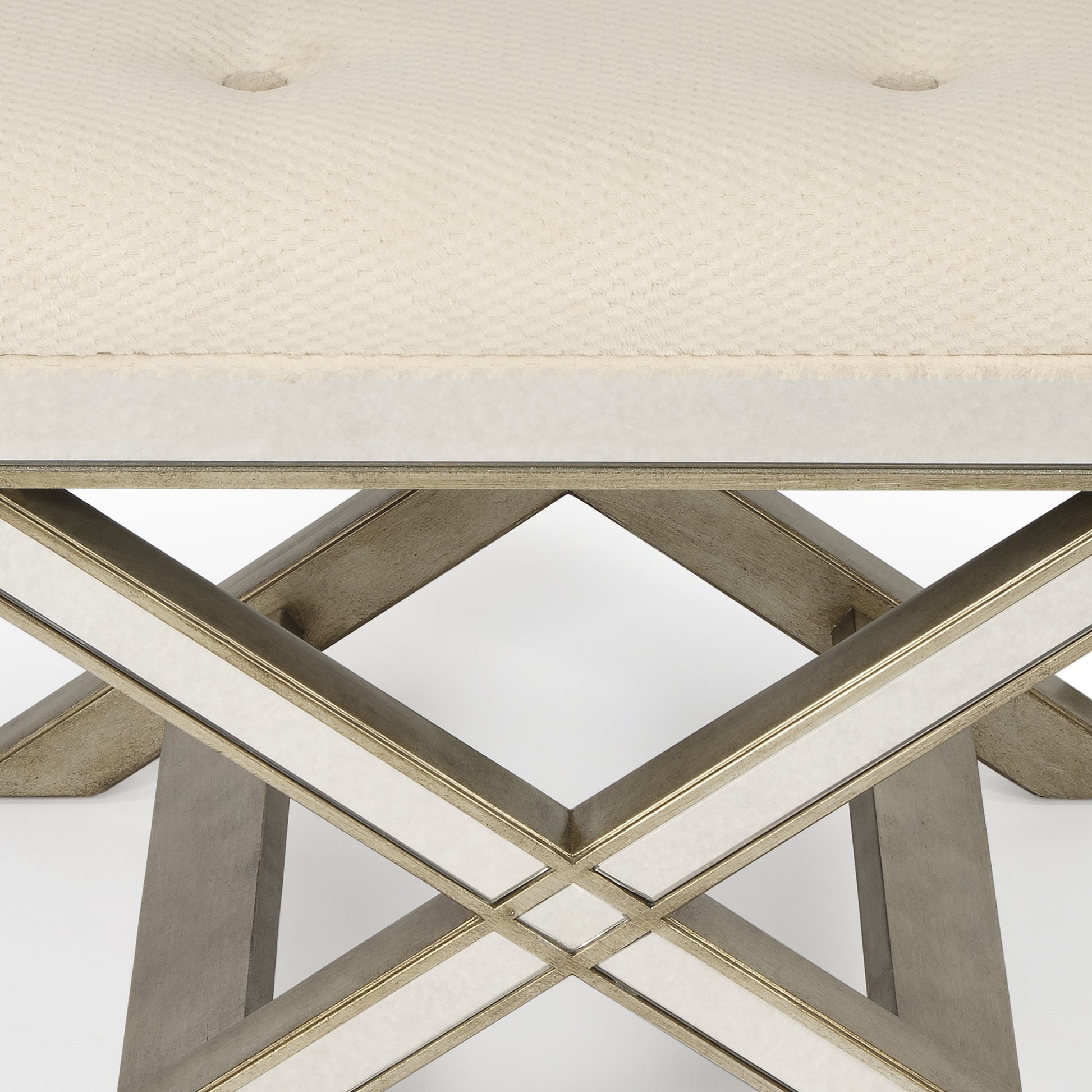 Marlo Mirrored Vanity Stool by Butler Specialty Company in silver and mirror. Made from poplar hardwood solids, mdf, antique mirrored glass, cotton, urethane foam in a traditional style.