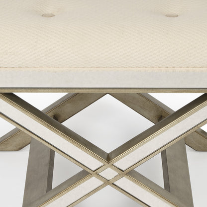 Marlo Mirrored Vanity Stool by Butler Specialty Company in silver and mirror. Made from poplar hardwood solids, mdf, antique mirrored glass, cotton, urethane foam in a traditional style.