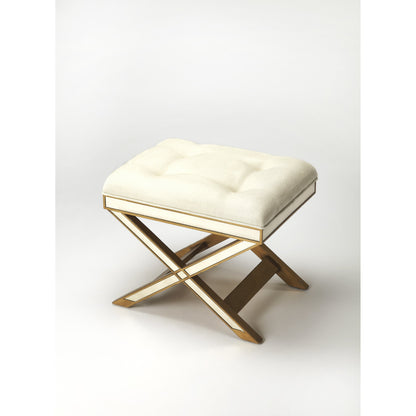 Marlo Mirrored Vanity Stool by Butler Specialty Company in silver and mirror. Made from poplar hardwood solids, mdf, antique mirrored glass, cotton, urethane foam in a traditional style.
