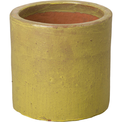 Cylindar Planter by Emissary in yellow and glossy glaze. Made from ceramic in a modern style.