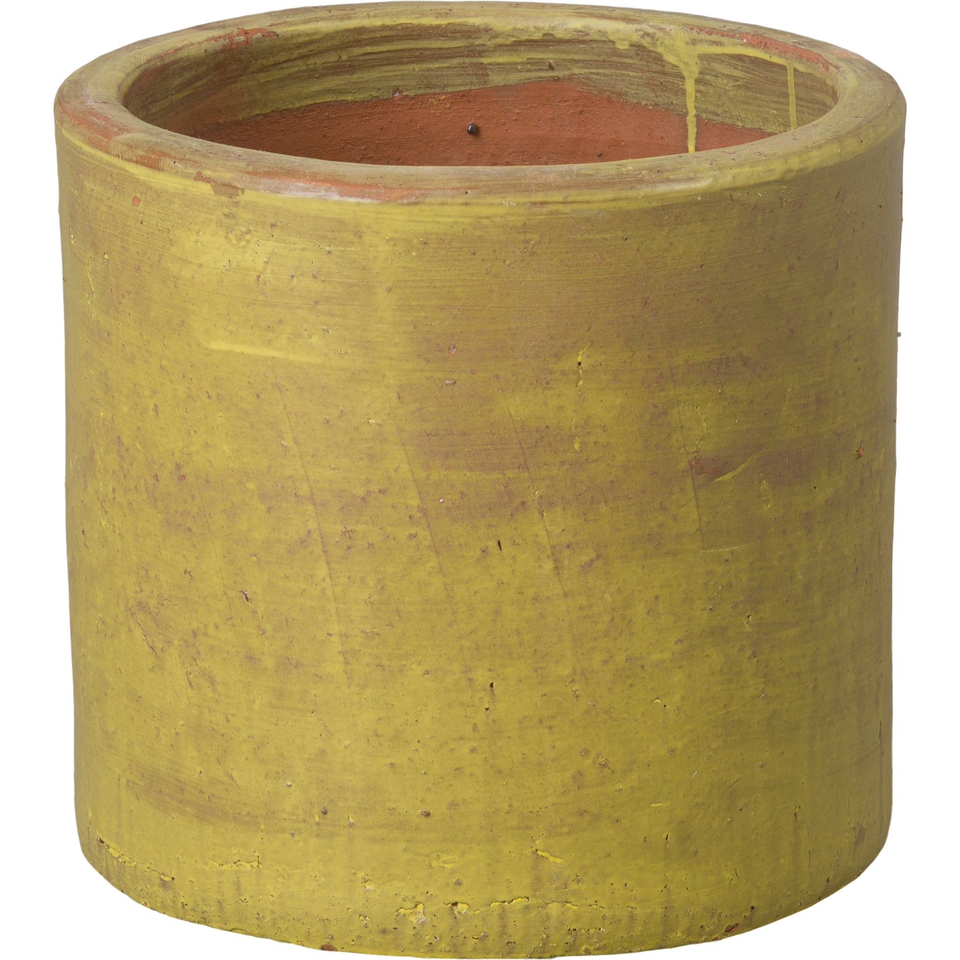 Cylindar Planter by Emissary in yellow and glossy glaze. Made from ceramic in a modern style.