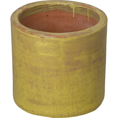 Cylindar Planter by Emissary in yellow and glossy glaze. Made from ceramic in a modern style.