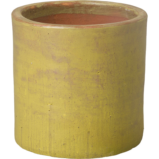 Cylindar Planter by Emissary USA in yellow and glossy glaze. Made from ceramic in a modern style.