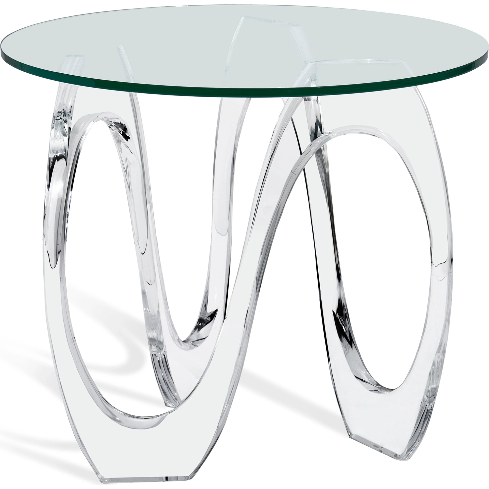 Westin Wave Side Table by Interlude Home in clear, crystal glass. Made from acrylic, glass in a modern style.