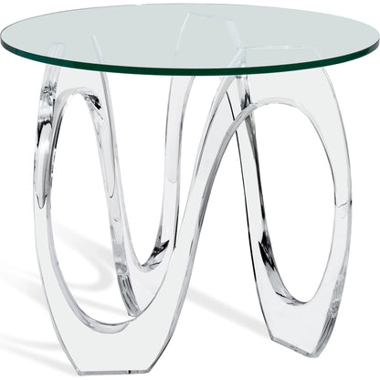 Westin Wave Side Table by Interlude Home in clear, crystal glass. Made from acrylic, glass in a modern style.