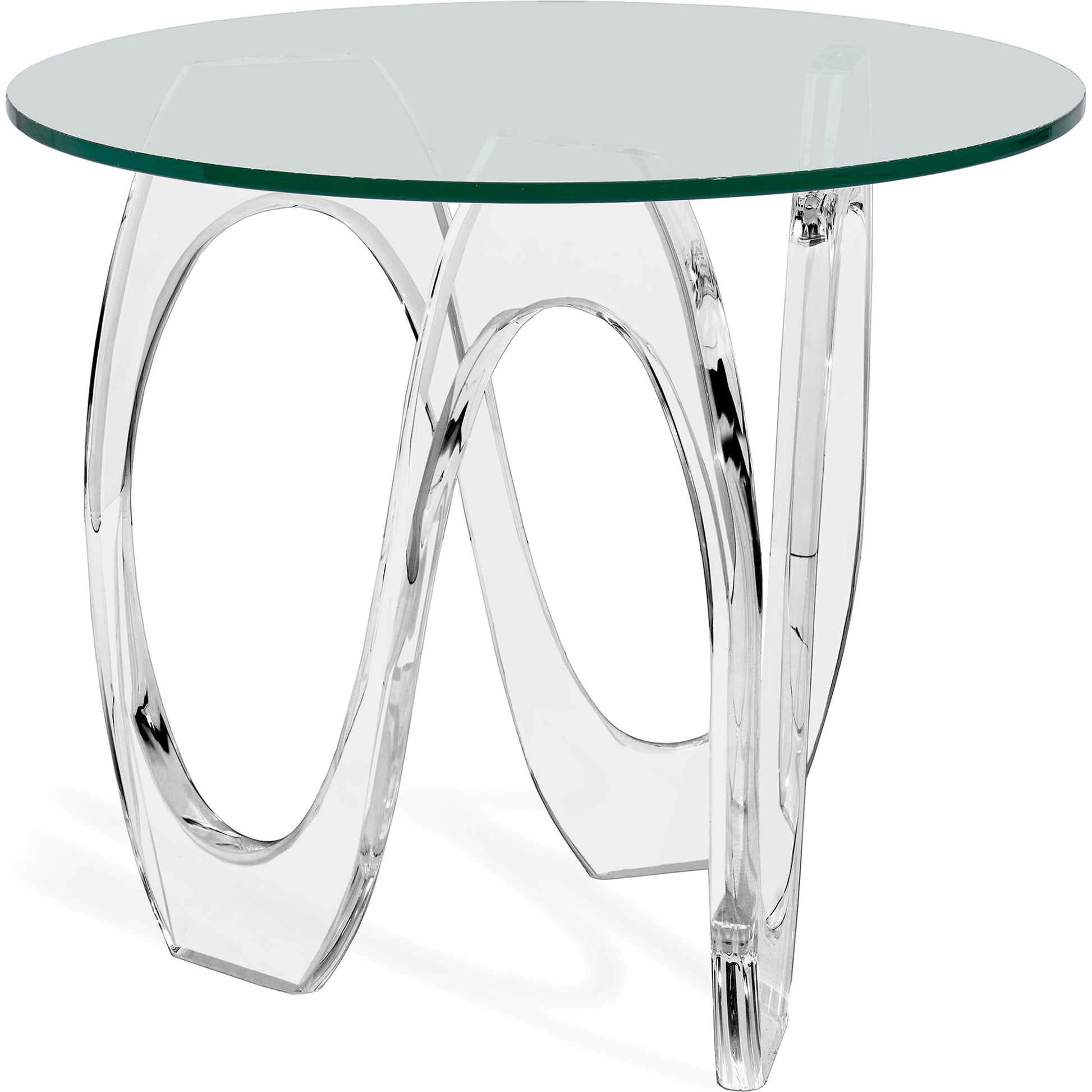 Westin Wave Side Table by Interlude Home in clear, crystal glass. Made from acrylic, glass in a modern style.