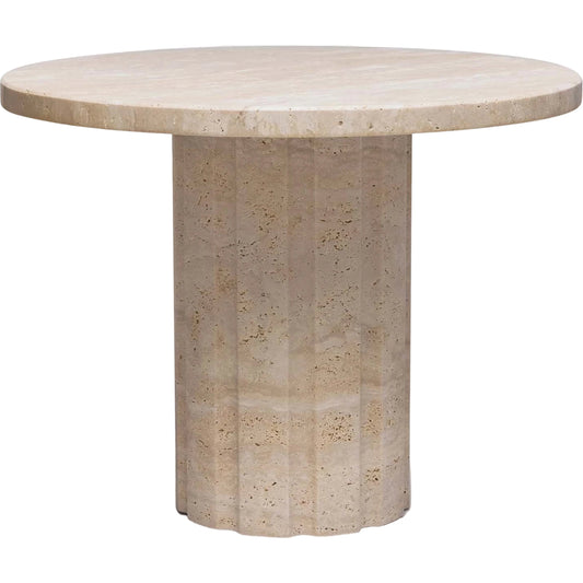 Amerigo Side Table by Interlude Home in raw travertine. Made from travertine in a modern style.