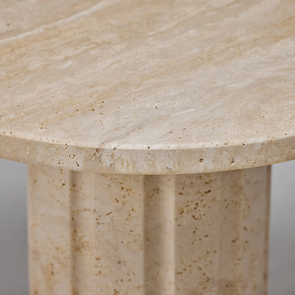 Amerigo Side Table by Interlude Home in raw travertine. Made from travertine in a modern style.