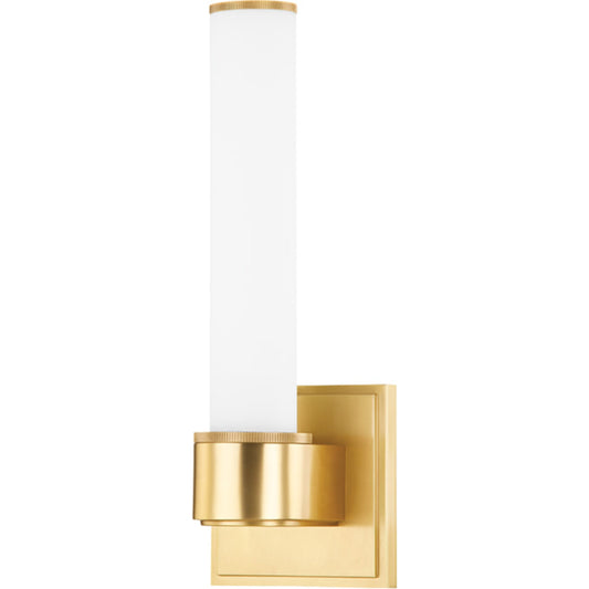 Mill Valley Wall Sconce by Hudson Valley in aged brass. Made from steel in a modern style.