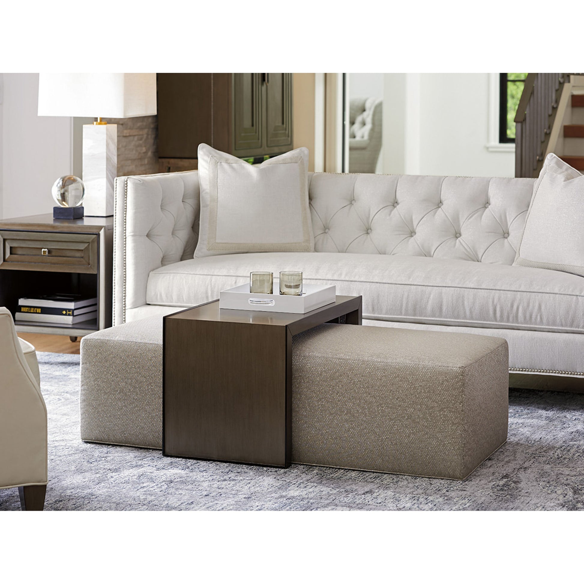Savona Cocktail Ottoman with Slide by Lexington in taupe. Made from unique in a modern style.