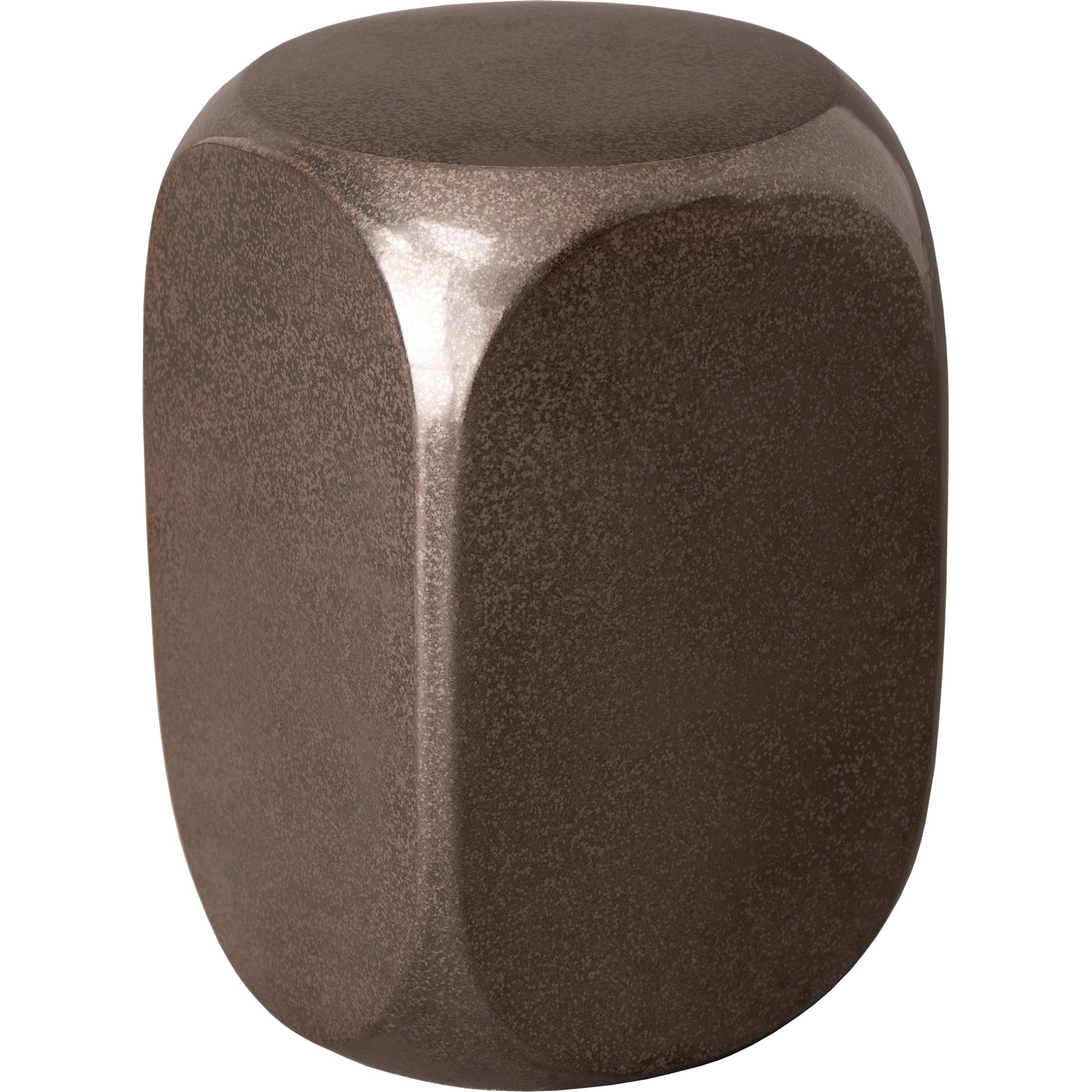 Large Dice Garden Stool by Emissary in gunmetal. Made from unique in a modern style.