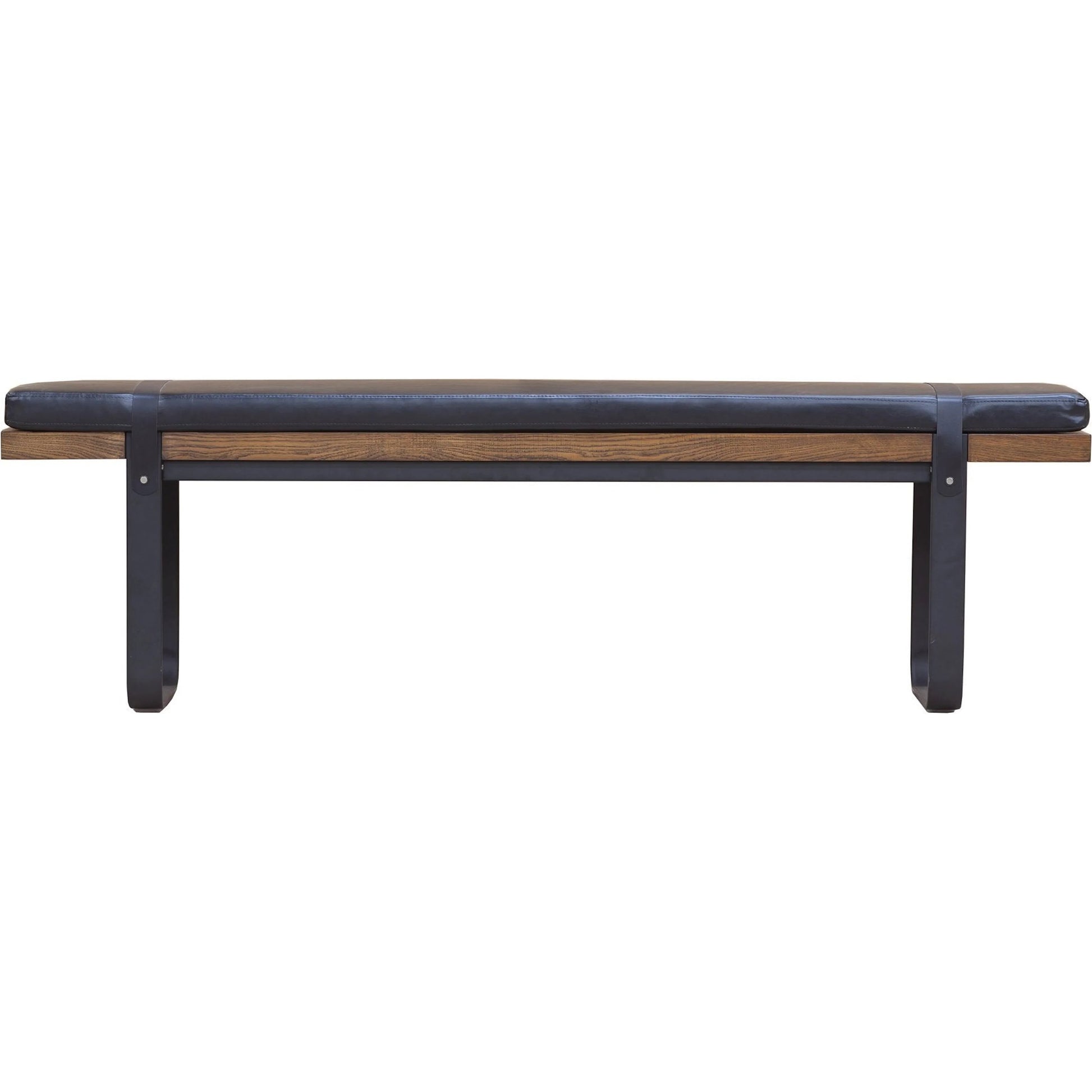 Brooklyn Dining Bench by LH Imports in black pu leather and java yellow, black power coated. Made from black pu leather in a rustic style.