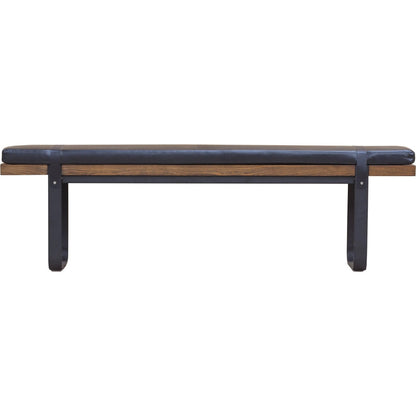 Brooklyn Dining Bench by LH Imports in black pu leather and java yellow, black power coated. Made from black pu leather in a rustic style.