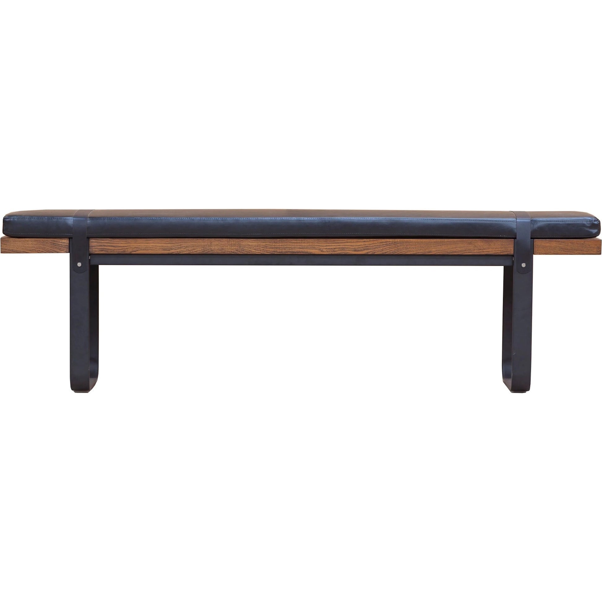 Brooklyn Dining Bench by LH Imports in black pu leather and java yellow, black power coated. Made from black pu leather in a rustic style.