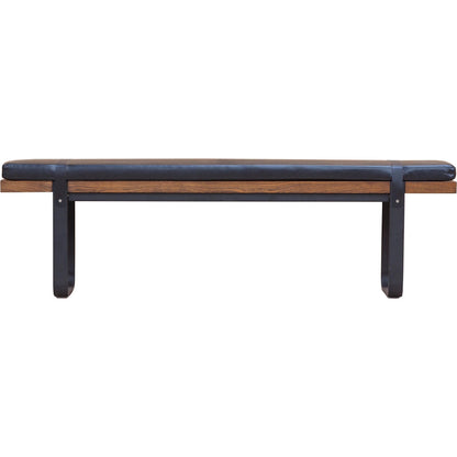 Brooklyn Dining Bench by LH Imports in black pu leather and java yellow, black power coated. Made from black pu leather in a rustic style.