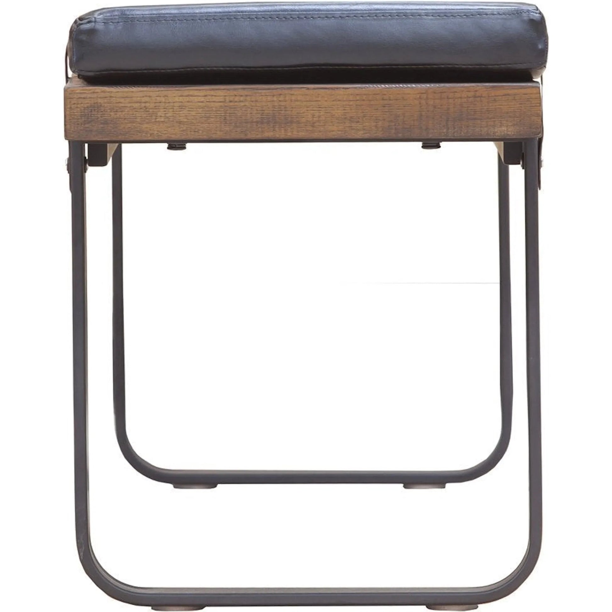 Brooklyn Dining Bench by LH Imports in black pu leather and java yellow, black power coated. Made from black pu leather in a rustic style.