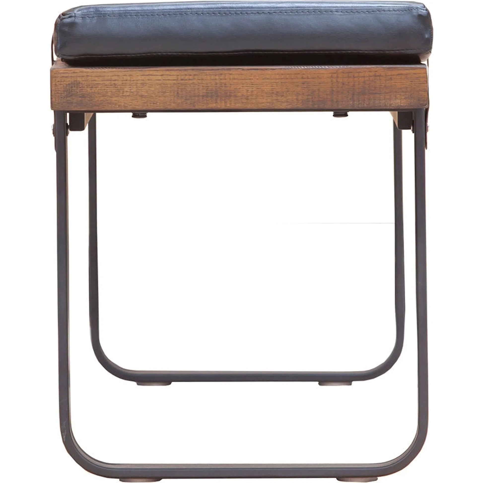 Brooklyn Dining Bench by LH Imports in black pu leather and java yellow, black power coated. Made from black pu leather in a rustic style.