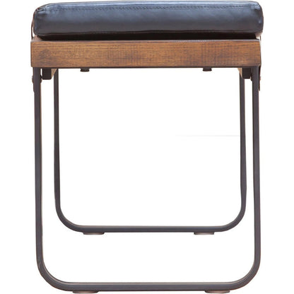 Brooklyn Dining Bench by LH Imports in black pu leather and java yellow, black power coated. Made from black pu leather in a rustic style.