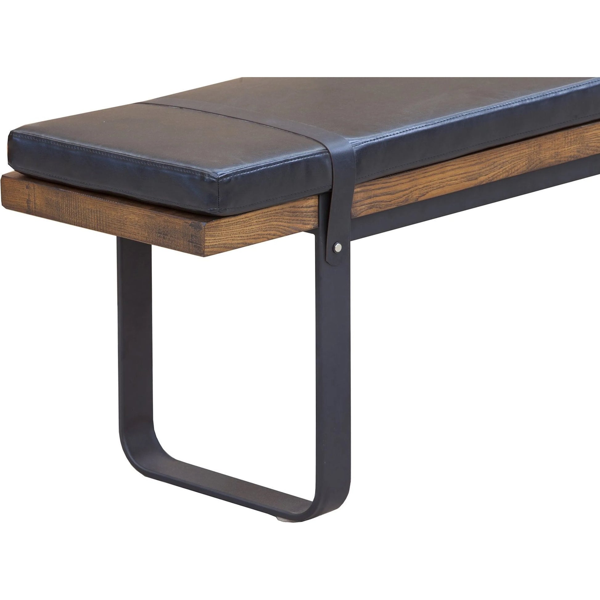Brooklyn Dining Bench by LH Imports in black pu leather and java yellow, black power coated. Made from black pu leather in a rustic style.