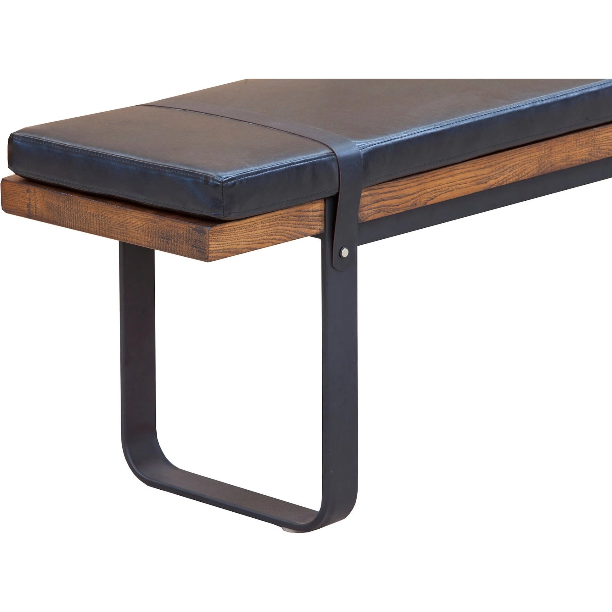 Brooklyn Dining Bench by LH Imports in black pu leather and java yellow, black power coated. Made from black pu leather in a rustic style.
