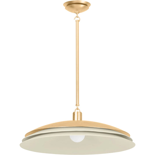 Oneida Pendant by Hudson Valley in vintage gold leaf, soft sand. Made from iron, aluminum in a unique style.