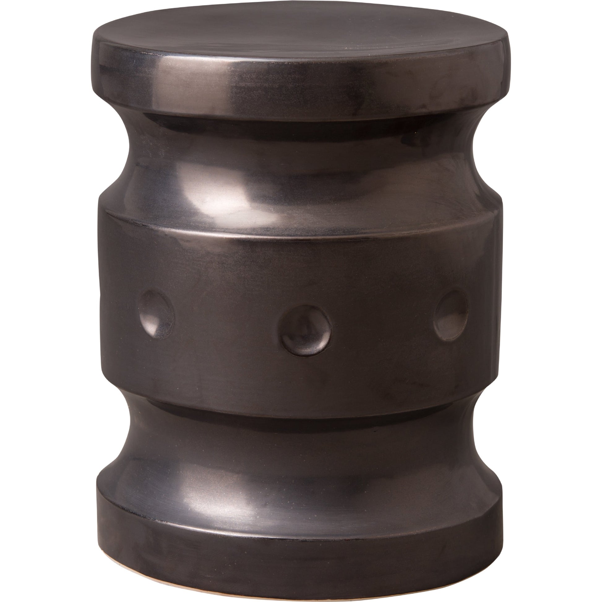 Spindle Garden Stool by Emissary in glossy glaze. Made from ceramic in a modern style.
