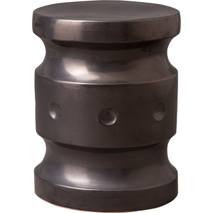 Spindle Garden Stool by Emissary in glossy glaze. Made from ceramic in a modern style.