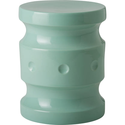 Spindle Garden Stool by Emissary in glossy glaze. Made from ceramic in a modern style.