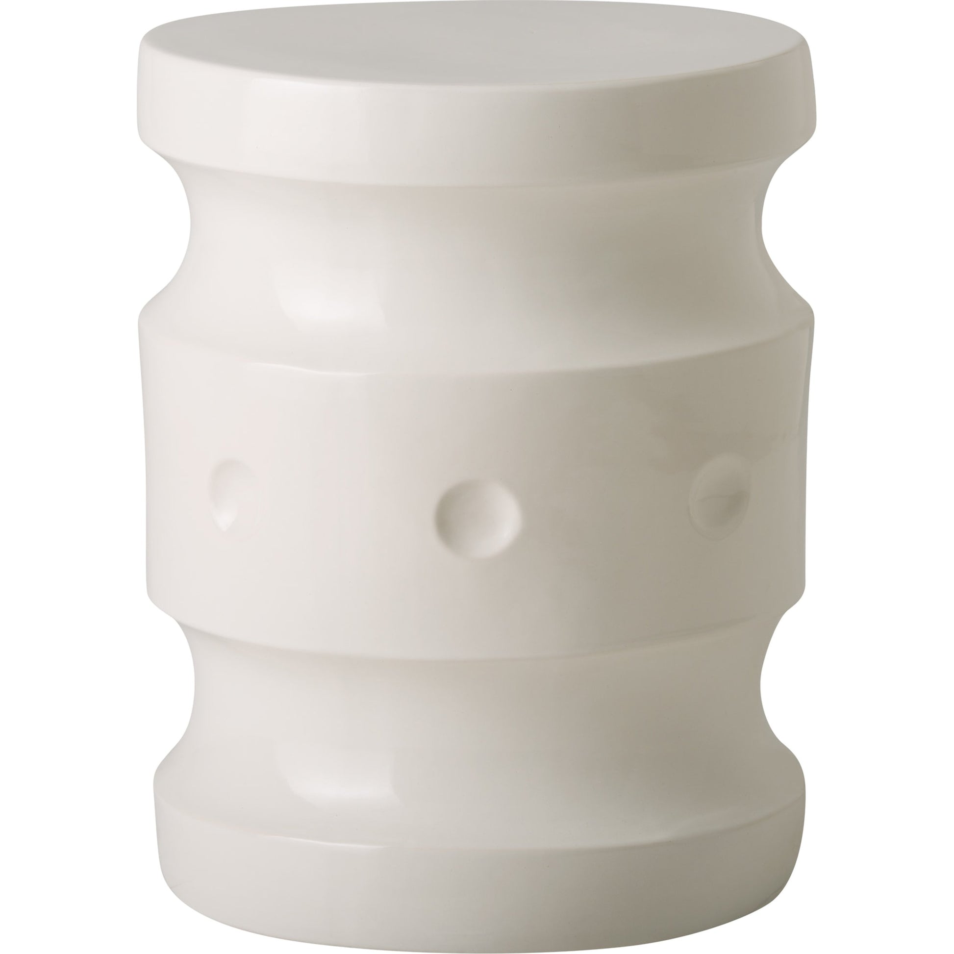 Spindle Garden Stool by Emissary in glossy glaze. Made from ceramic in a modern style.