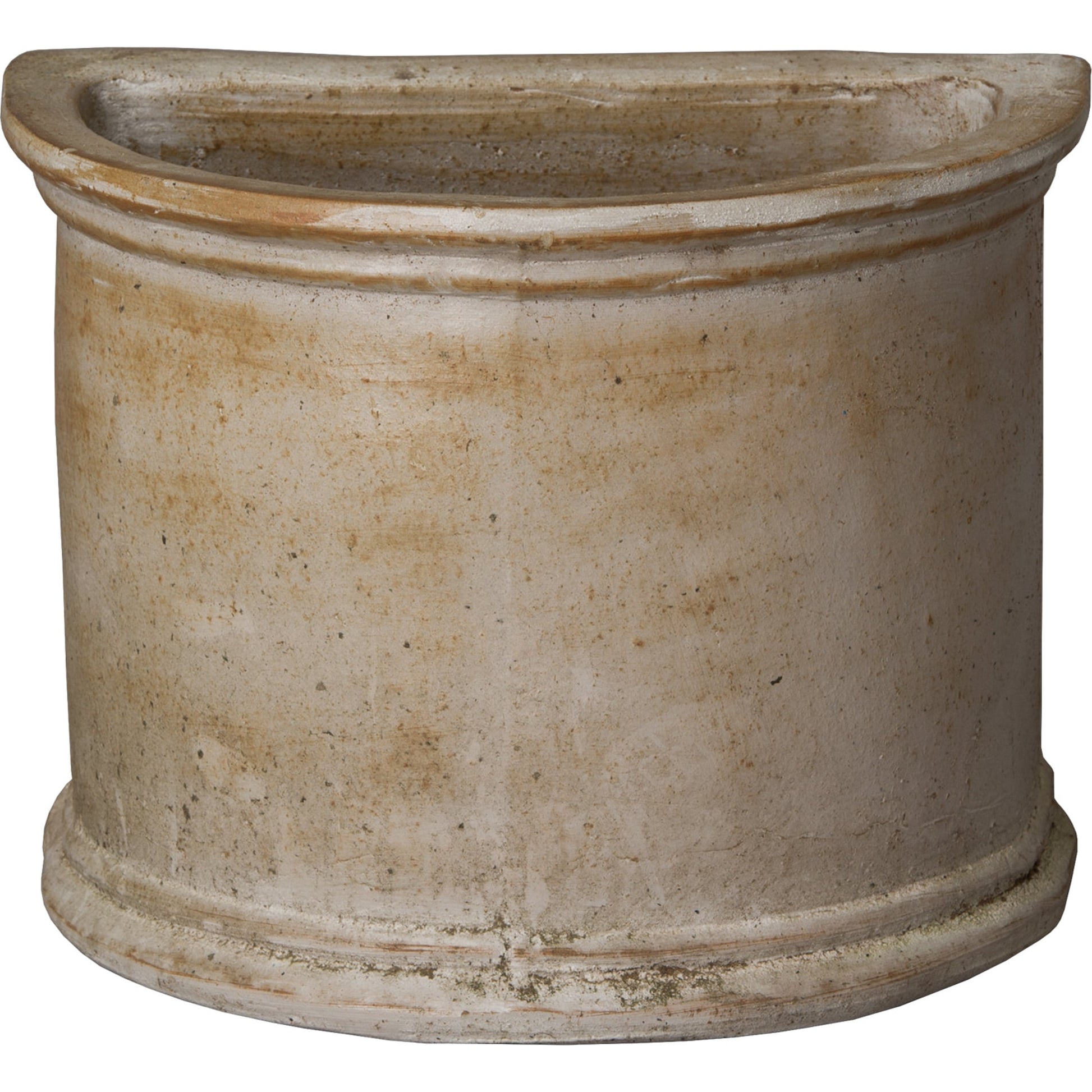 Semicircle Planter by Emissary in distressed white. Made from unique in a cottage & farmhouse style.