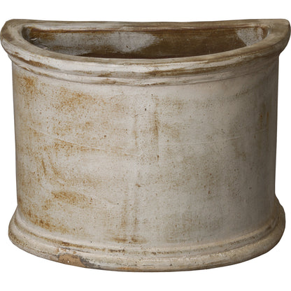 Semicircle Planter by Emissary in distressed white. Made from unique in a cottage & farmhouse style.