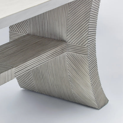 Deerfield Extension Table by Interlude Home in washed grey. Made from sungkai wood in a modern style.